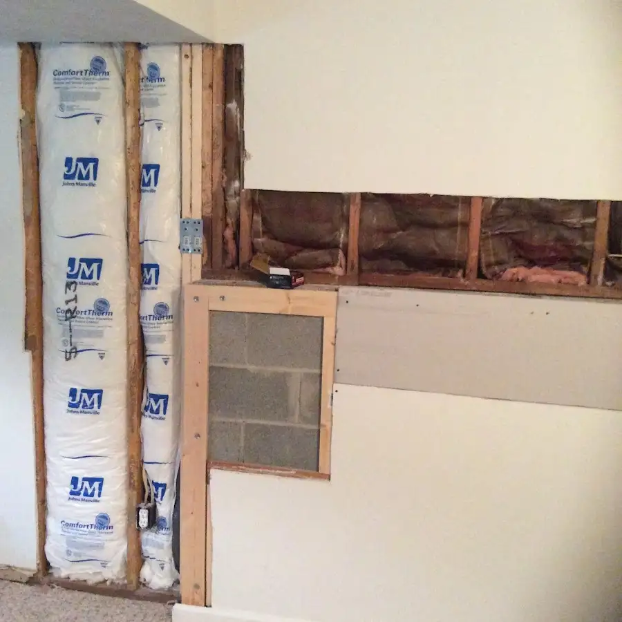 Wall insulation replacement during Basement Flood Cleanup in Fort Dodge